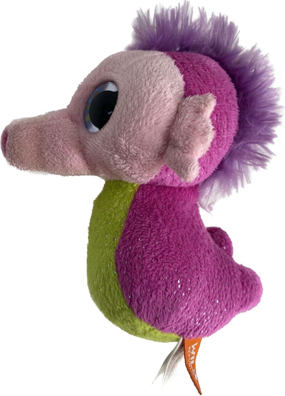 Wild Republic Sparkle Seahorse Plush Pink Green Beanbag 6.5 Inch
